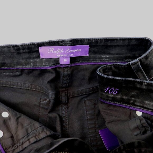 Ralph Lauren Purple Label 28 Black Velvet Pants Rhinestone Embellished 105 - Picture 12 of 15